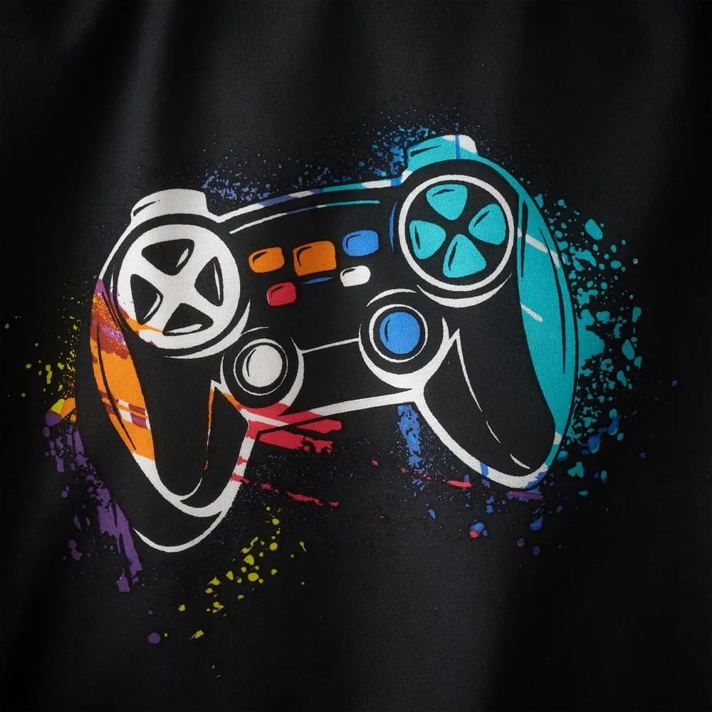 Fekete gumis egyszemélyes gyerek lepedő 90x190 cm Game Over – Catherine Lansfield