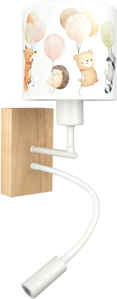 Brilagi - LED Flex. lámpa BOBO WOOD 1xE27/25W/230V + LED/3W tölgy/fehér/állatmintás