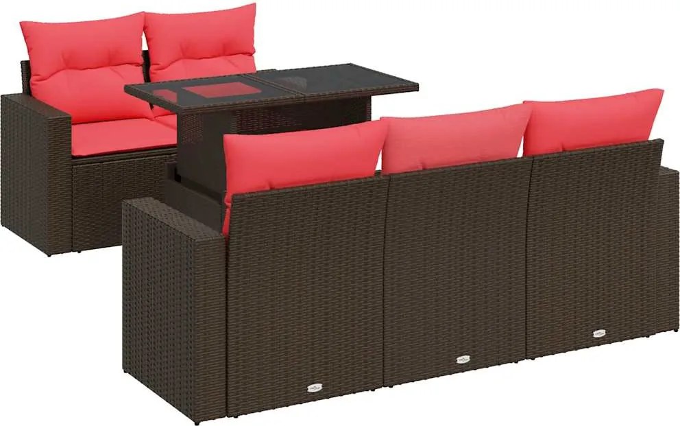 vidaXL 6 részes barna polyrattan akácfa kerti ülőgarnitúra párnával