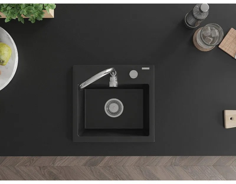 Mexen Milo - gránit mosogató 43,5x41,0cm, 1 kamrás, fekete, 6505441000-77