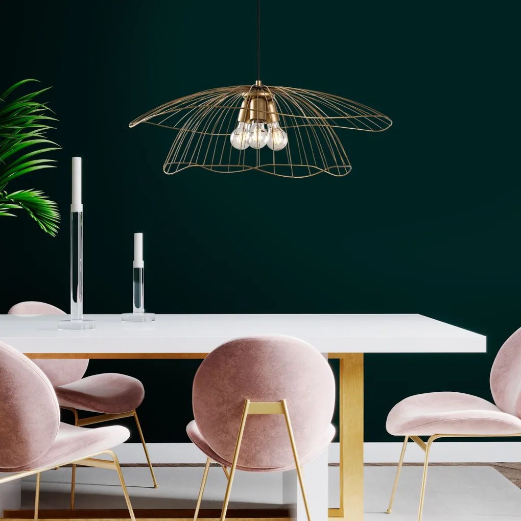 Mantar 6503-3-XL arany fém 3 izzós függőlámpa, Ø70 cm