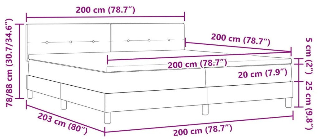 vidaXL Boxspring Ágy Matrac nélkül Sötét Zöld 200x200 cm Bársony