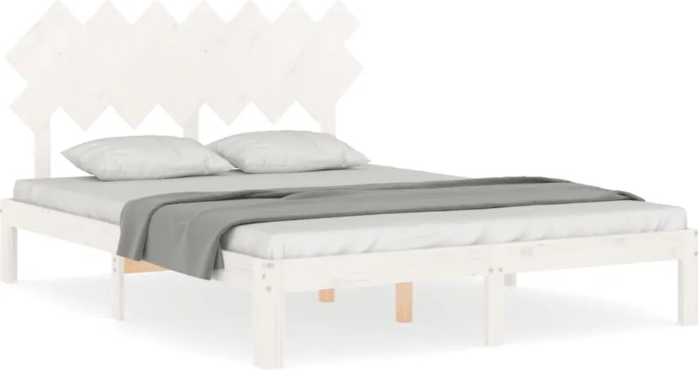 vidaXL fehér tömör fa ágykeret fejtámlával King Size