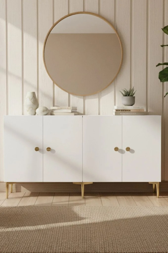 Simple komód, fehér-arany, 150 cm