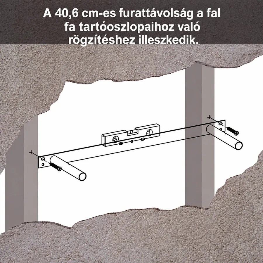 Fali polc 60x20x3,8 cm, fehér
