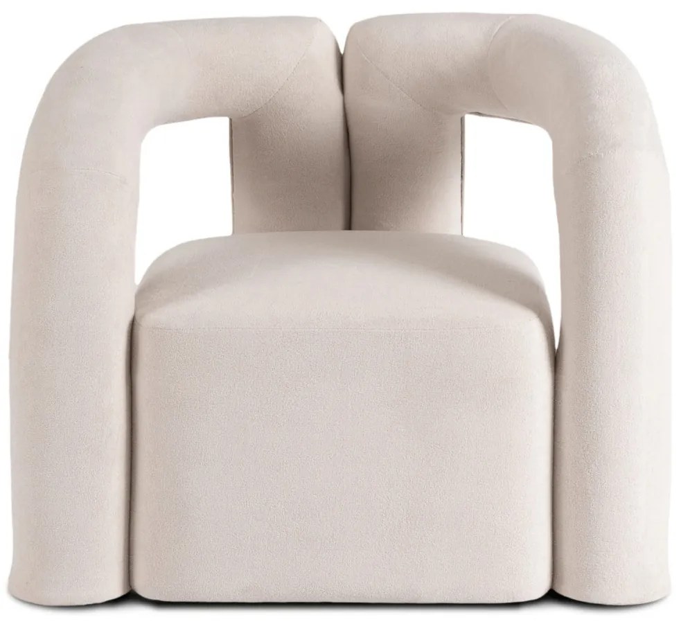 Designer Fotel Krém Bouclé Kárpittal. BRAZIL