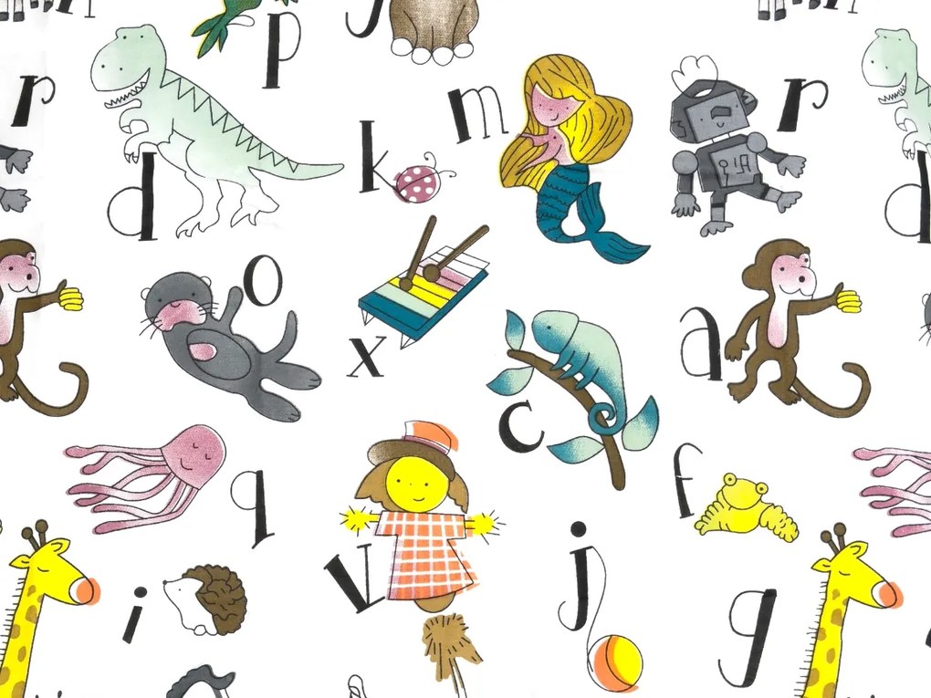 2 db díszpárnahuzat szett KIDS ALPHABET 40x60 cm, fehér