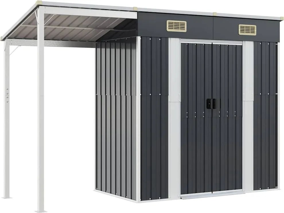 vidaXL antracitszürke fészer meghosszabbított tetővel 277x107x181 cm
