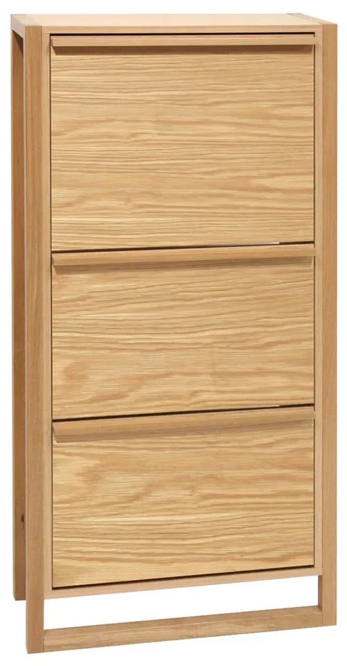 Natúr színű billenő ajtós cipőtartó tölgyfa dekorral NewEst – Woodman