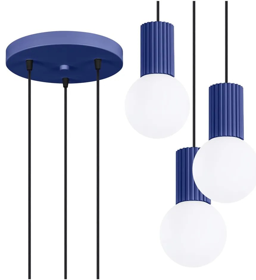 Sötétkék függőlámpa üveg búrával ø 25 cm Orbital – Sollux