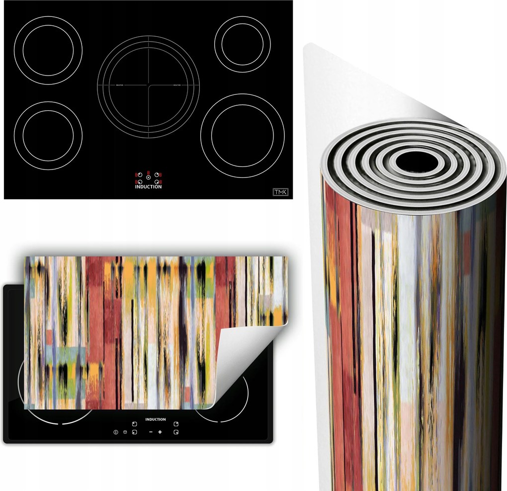 Vinil Tűzhelyvédő Szőnyeg Asztallap 90x52 színes fa