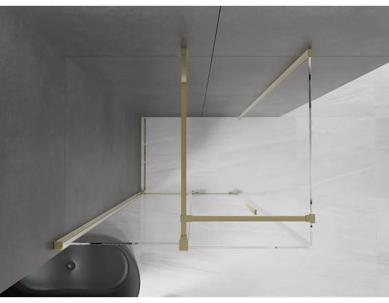 Mexen Velar, tolóajtós zuhanykabin 110 (ajtó) x 80 (fal) cm, 8mm átlátszó üveg, arany fényes, 871-110-080-01-50