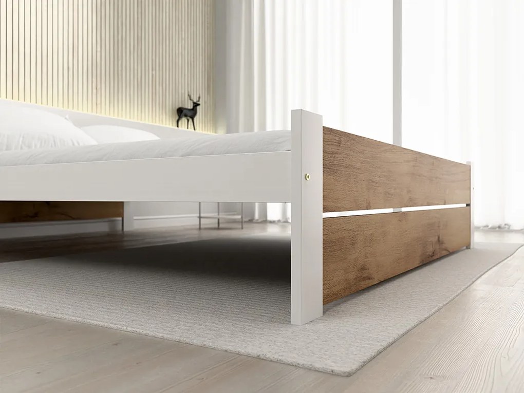 IKAROS DOUBLE ágy 160 x 200 cm, Artisan tölgy/fehér Ágyrács: Léces ágyrács, Matrac: Coco Maxi 20 cm matrac