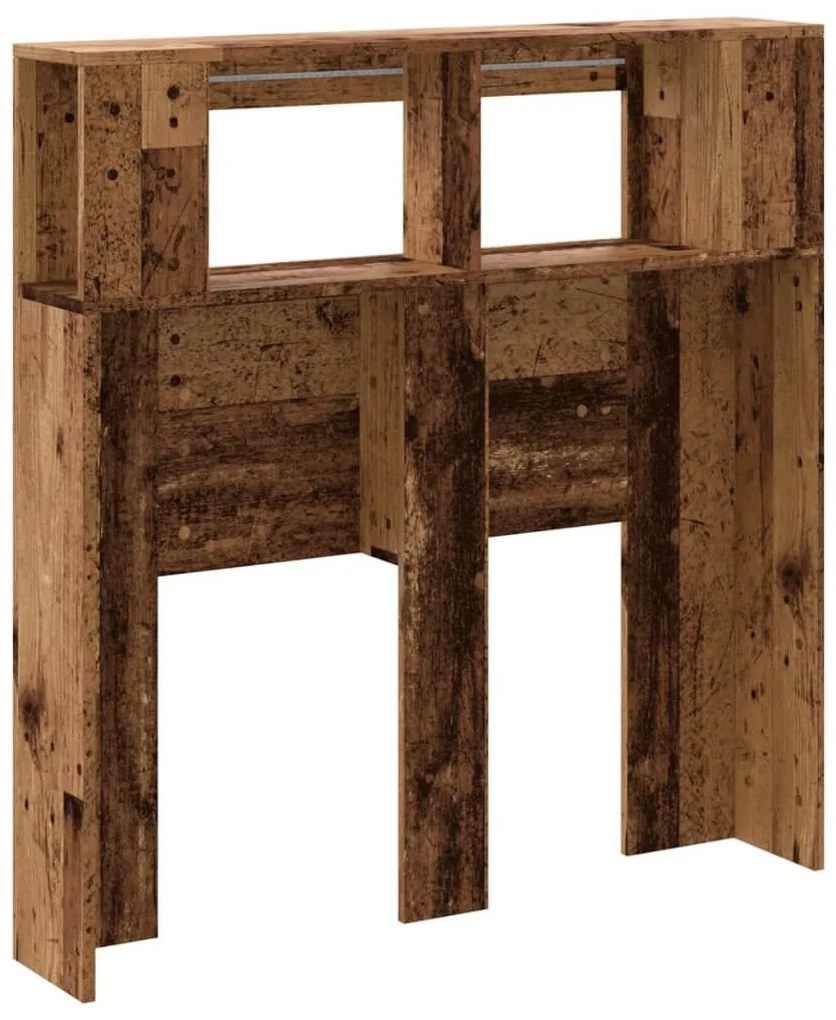 antik fa színű szerelt fa LED-es fejtámla 100x18,5x103,5 cm