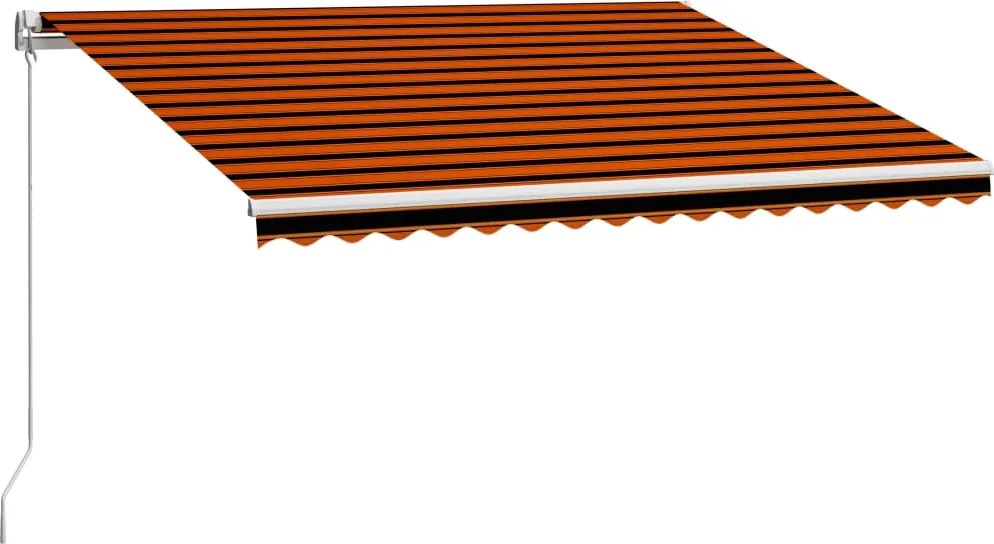 vidaXL narancssárga és barna kézzel kihúzható napellenző 450 x 300 cm