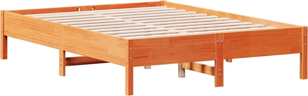 vidaXL viaszbarna tömör fenyőfa ágy matrac nélkül 140 x 190 cm