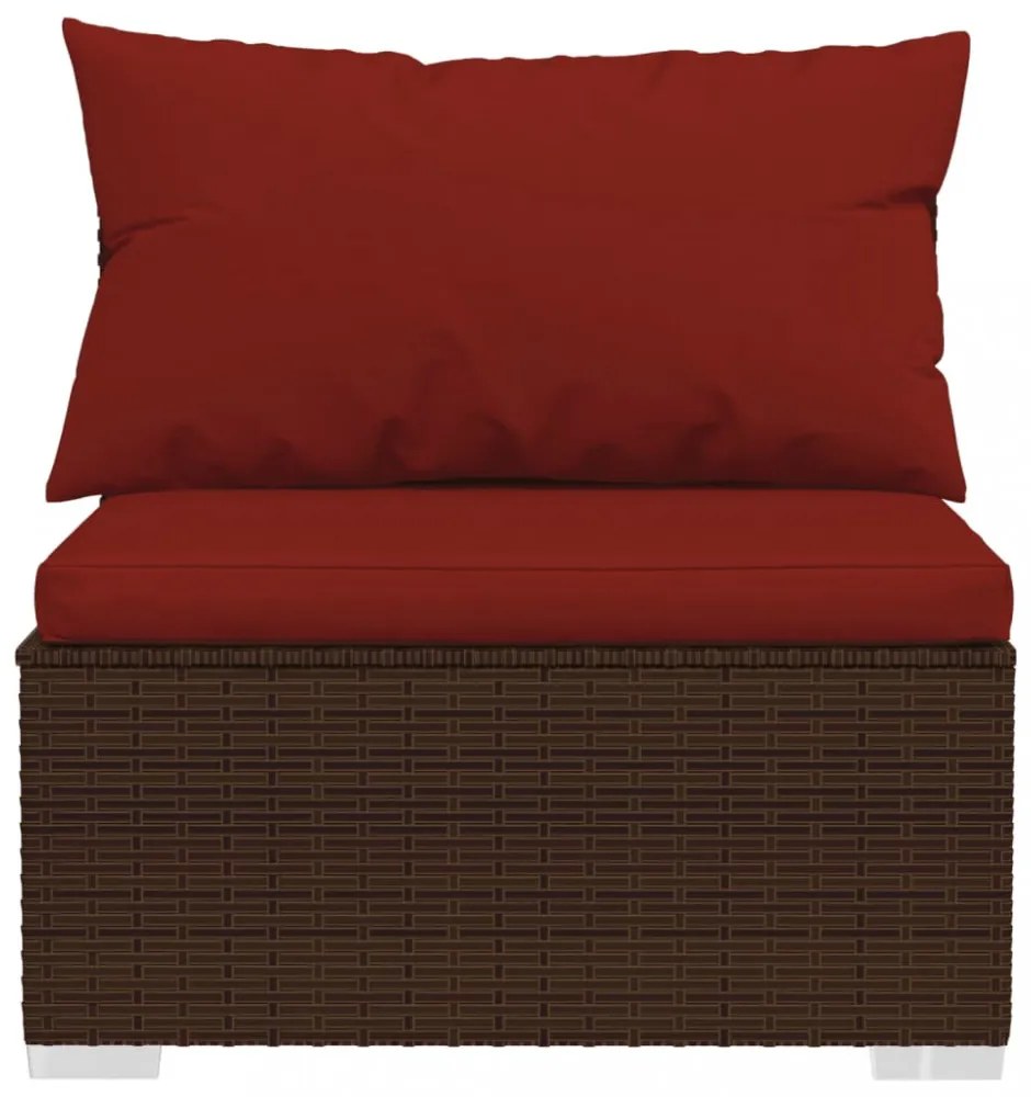 vidaXL 10 részes barna polyrattan kerti bútorszett párnákkal