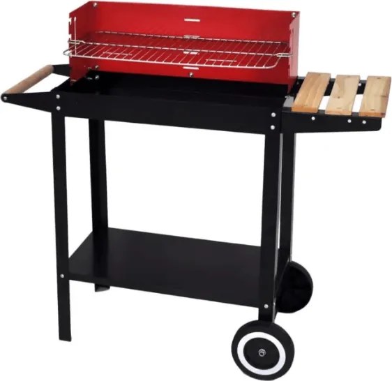 Kerti grill faszénnel BBQ 87x35 cm, fekete/piros