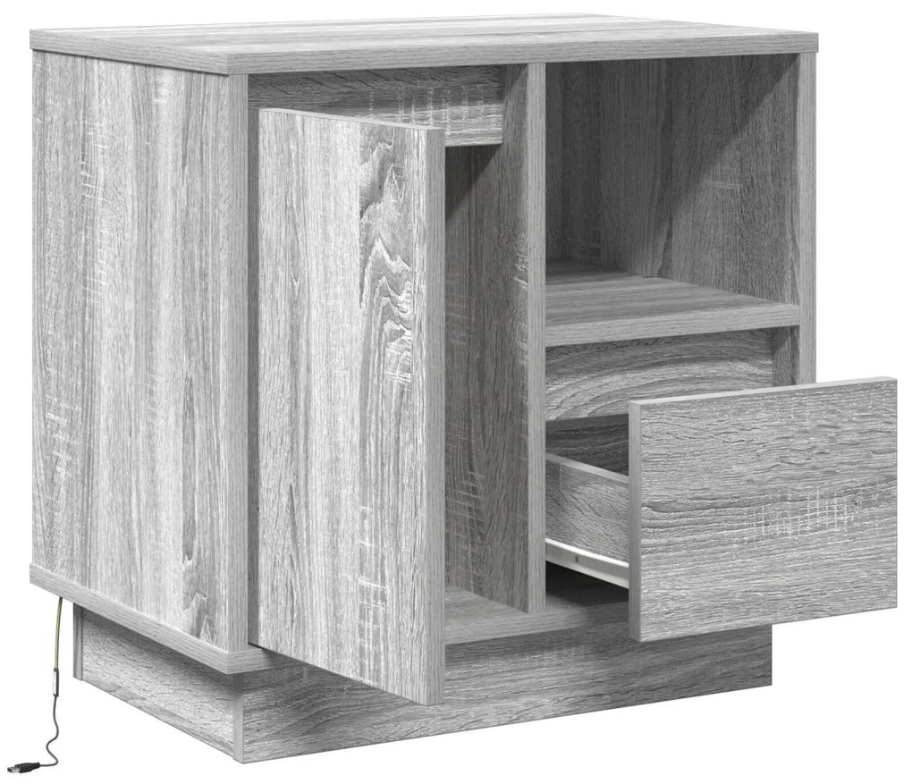 Éjjeli szekrény LED világítással 2 db Szürke Sonoma 50x34,5x50 cm