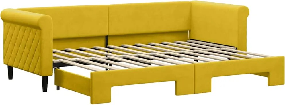 vidaXL sárga kihúzható szövet heverő 80 x 200 cm