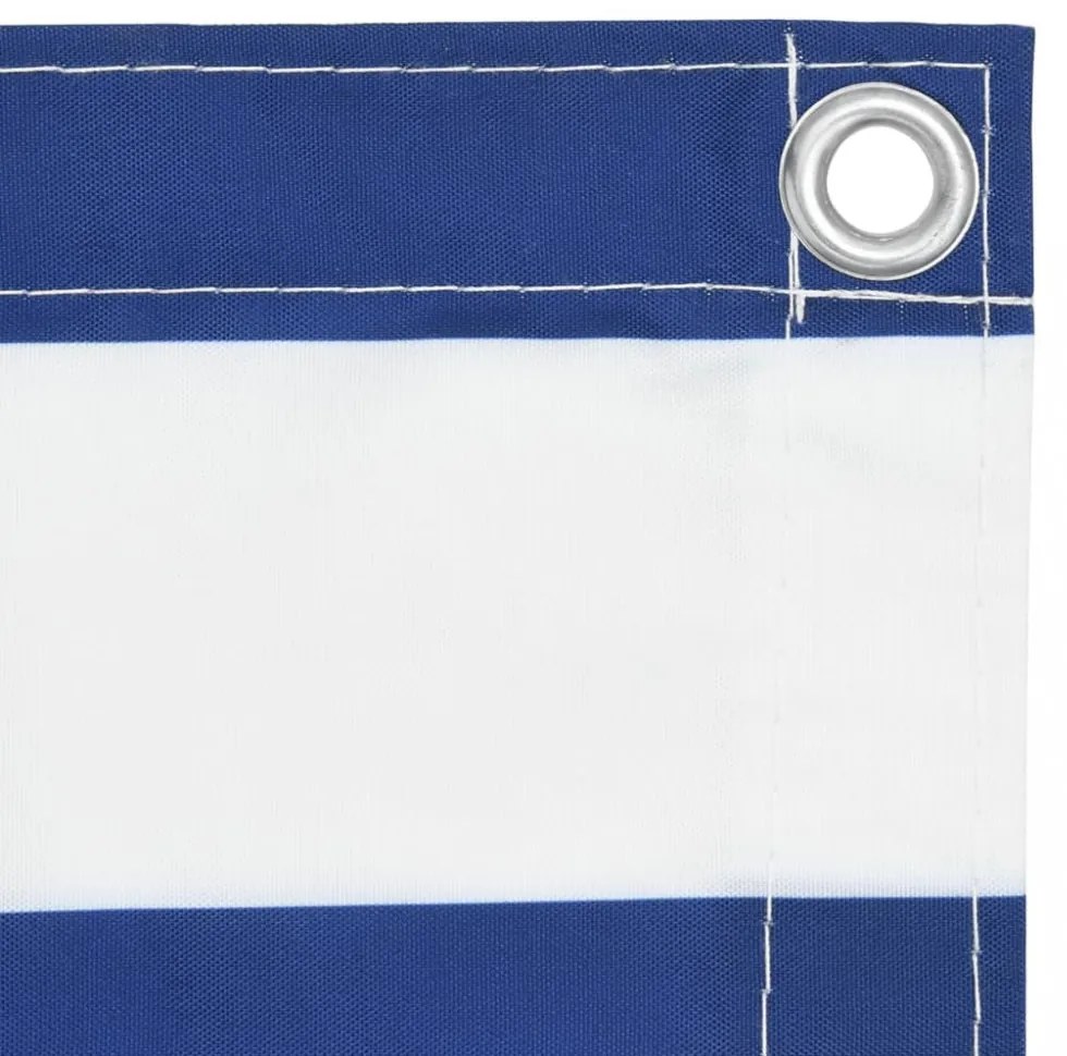 fehér-kék oxford-szövet erkélyparaván 120 x 600 cm