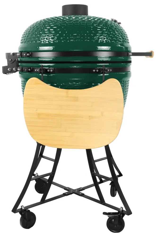 Kerámia faszéngrill oldalpolcokkal, 57 cm ráccsal