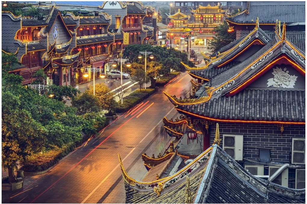 Kép - Qintai Road, Chengdu, Kína (90x60 cm)