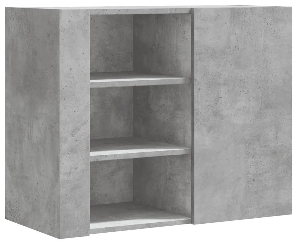 betonszürke szerelt fa faliszekrény 75 x 35 x 60 cm
