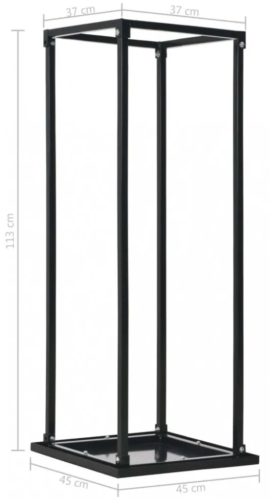 vidaXL fekete acél tűzifatároló alappal 37 x 37 x 113 cm