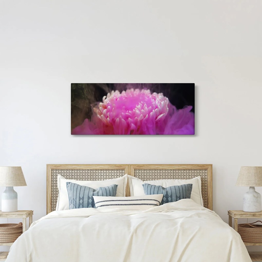 Rózsaszín virág képe a füstben (120x50 cm)
