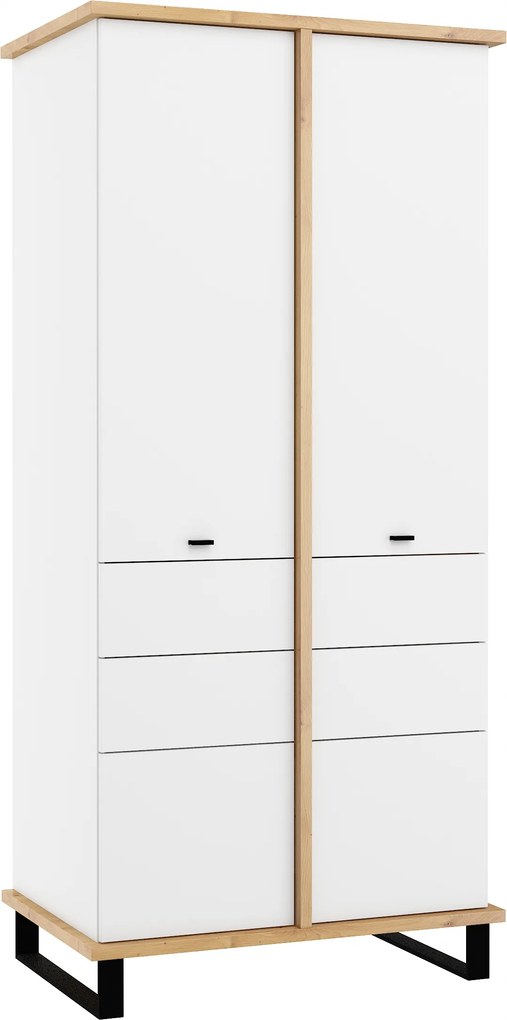 Cross szekrény CRO-21 artisan tölgy matt fehér 90 cm