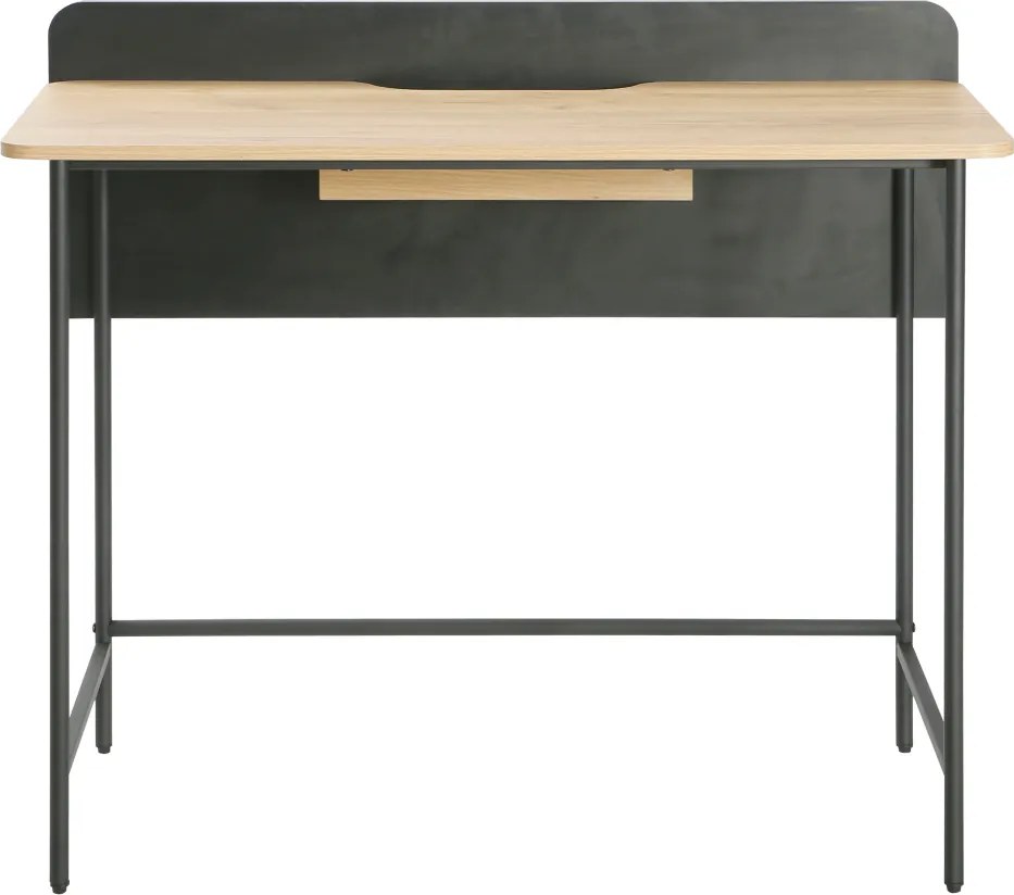 Számítógépasztal, tölgy/fekete, KOMPUS