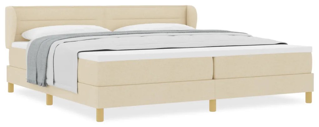 vidaXL Boxspring Ágy Matrac Krem 200x200 cm Szövet