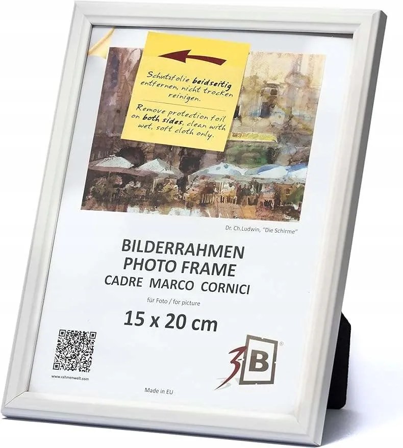 Fenyőfa képkeret akril üveggel fehér 15x20 cm