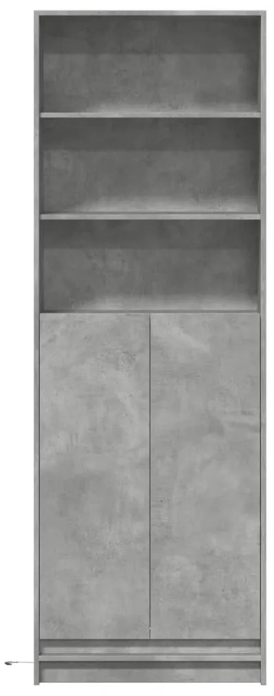 betonszürke szerelt fa magasszekrény LED-ekkel 69x32,5x200 cm