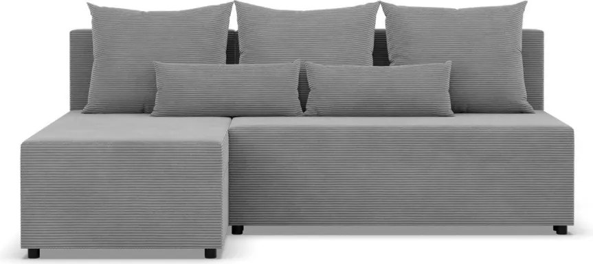 Nobu sarokkanapé, kordbársony, univerzális oldal, szürke