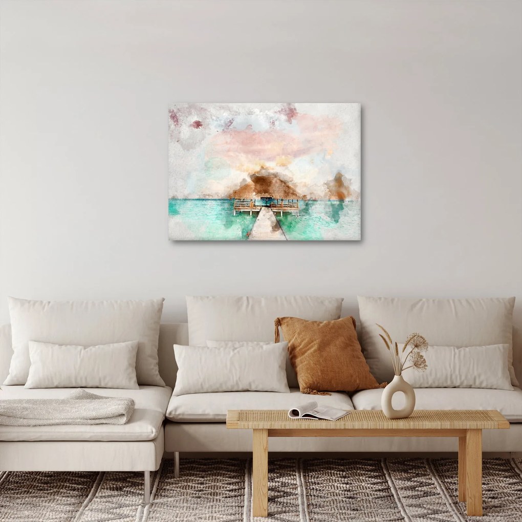 Kép - Maldív-szigetek, fa móló (70x50 cm)