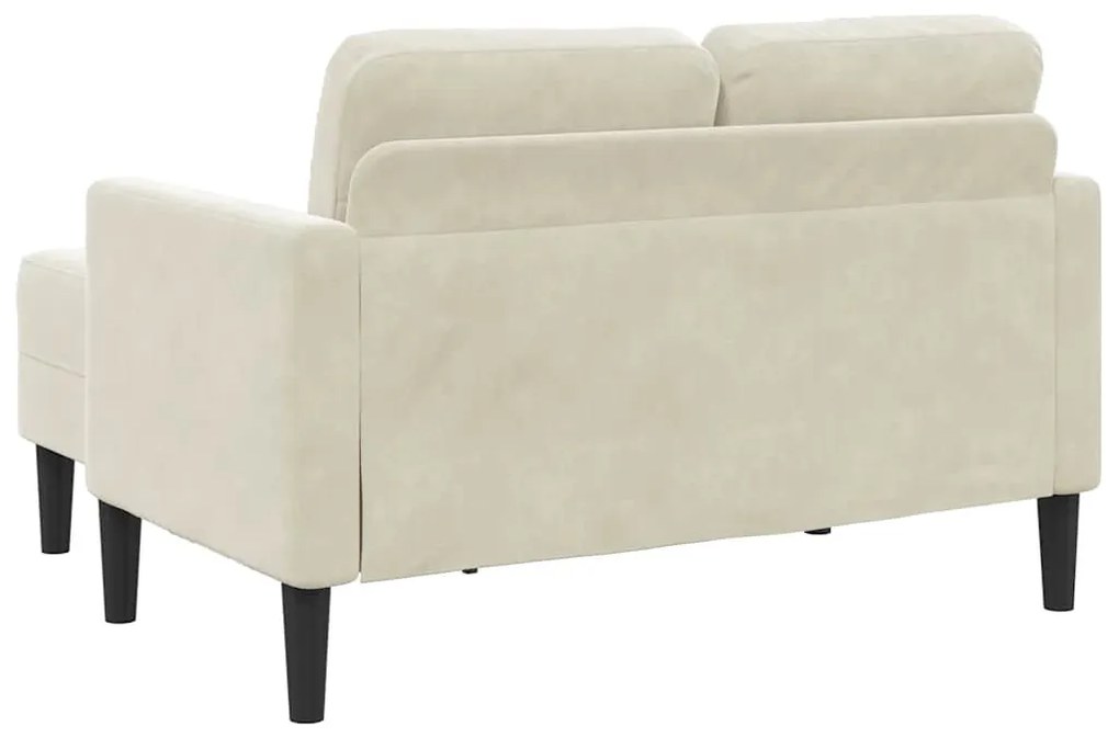 krémszínű bársony 2 üléses kanapé L-alakú kanapéval 125 cm