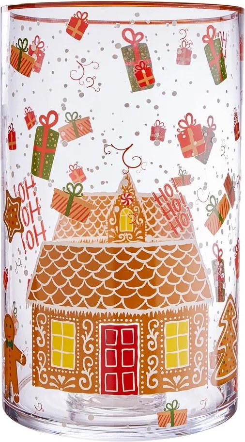 CHRISTMAS DELIGHT üveg szélfogó 30 cm , házikó