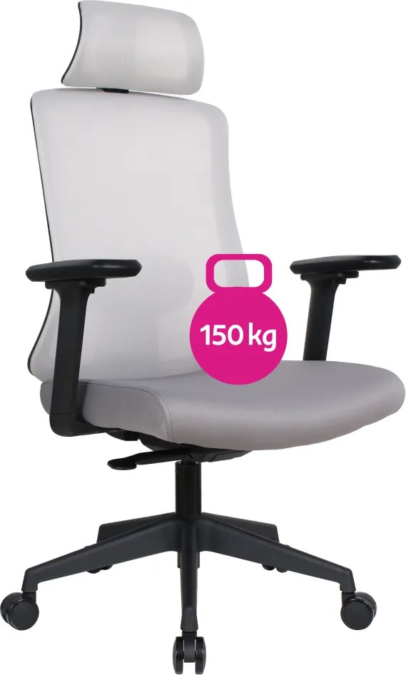 Irodai szék, szürke/fekete, teherbírás 150 kg, ROSANO