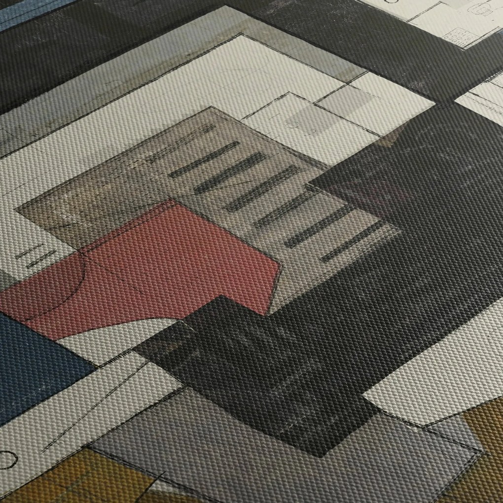 Kép - absztrakció, kubizmus (órával) (90x30 cm)