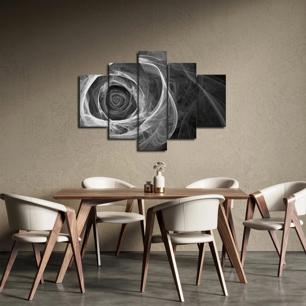 Kép - Absztrakt rózsa fekete-fehér (150x105 cm)