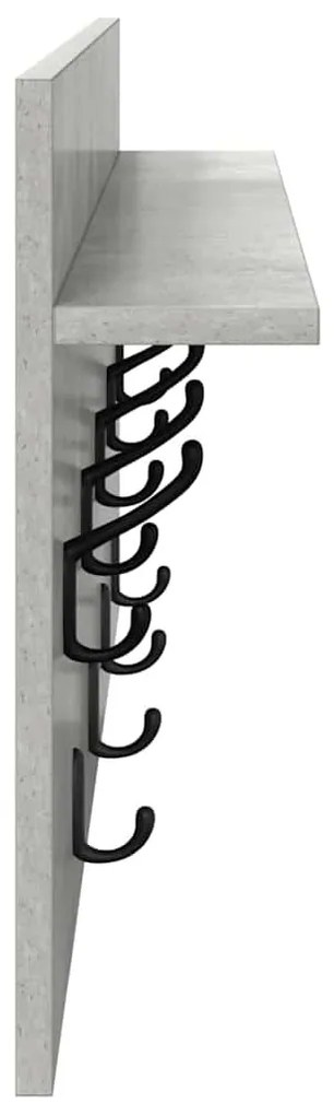 Fali Kabáthorog polcokkal Beton szürke 80 x 40 x 12 cm Faanyag