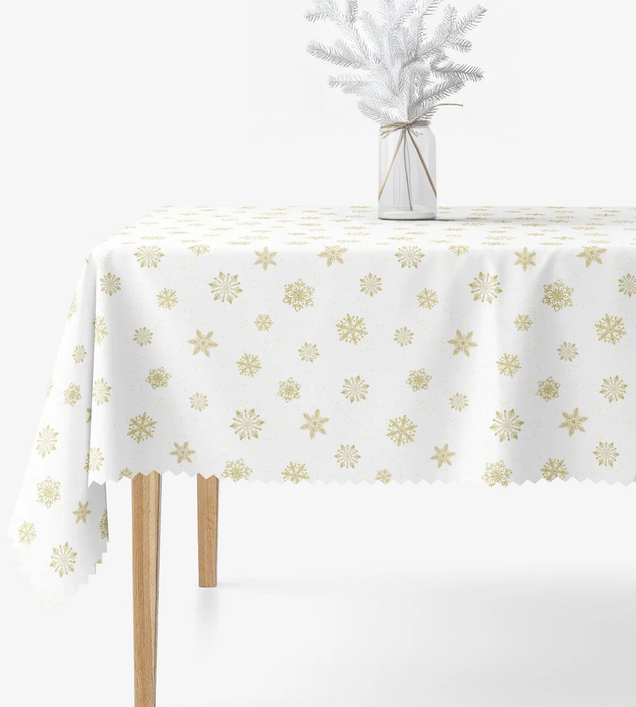 Goldea karácsonyi teflonbevonatú asztalterítő - arany hópelyhek 120 x 160 cm