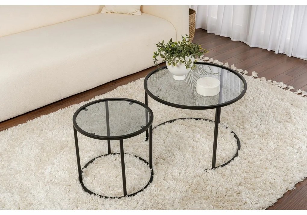 Aurum Black and Grey dohányzóasztal szett 60 cm, 2 db