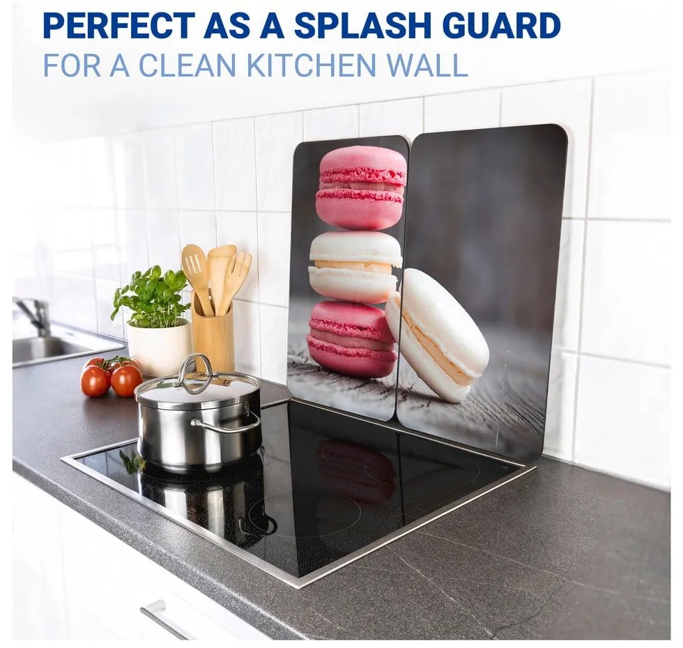 Edzett üveg tűzhely fedőlap szett 2 db-os 30x52 cm Macarons – Wenko