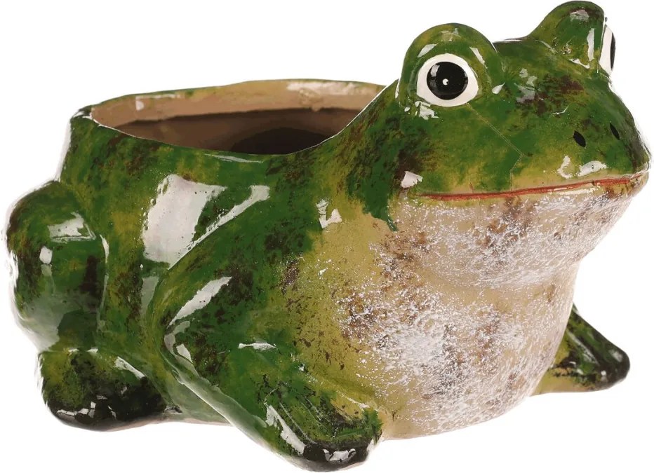 Kerámia virágtartó béka formában zöld