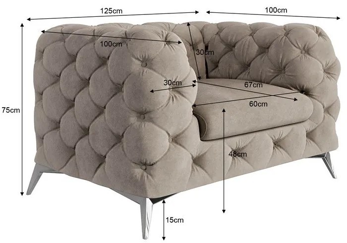 Szürkésbézs bársony fotel Chelsea – Ropez