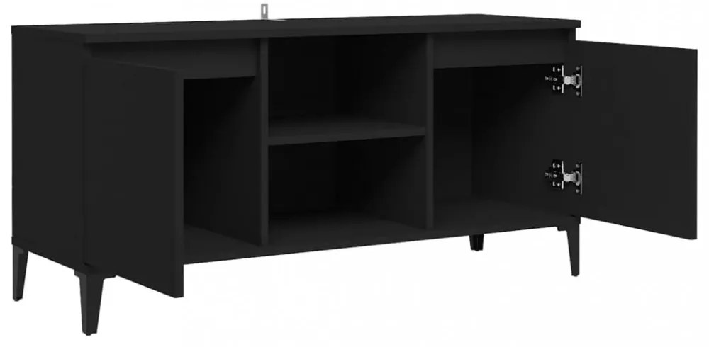 fekete TV-szekrény fémlábakkal 103,5 x 35 x 50 cm