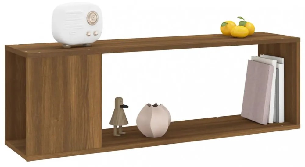 barna tölgy színű szerelt fa TV-szekrény 100 x 24 x 32 cm